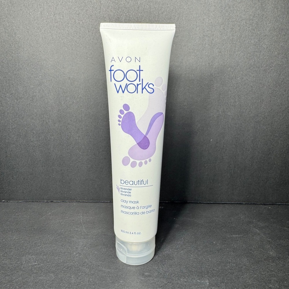 Avon Foot Works Beautiful Lavender Clay Mask 3.4 fl oz Exfoliating NEW SEALED